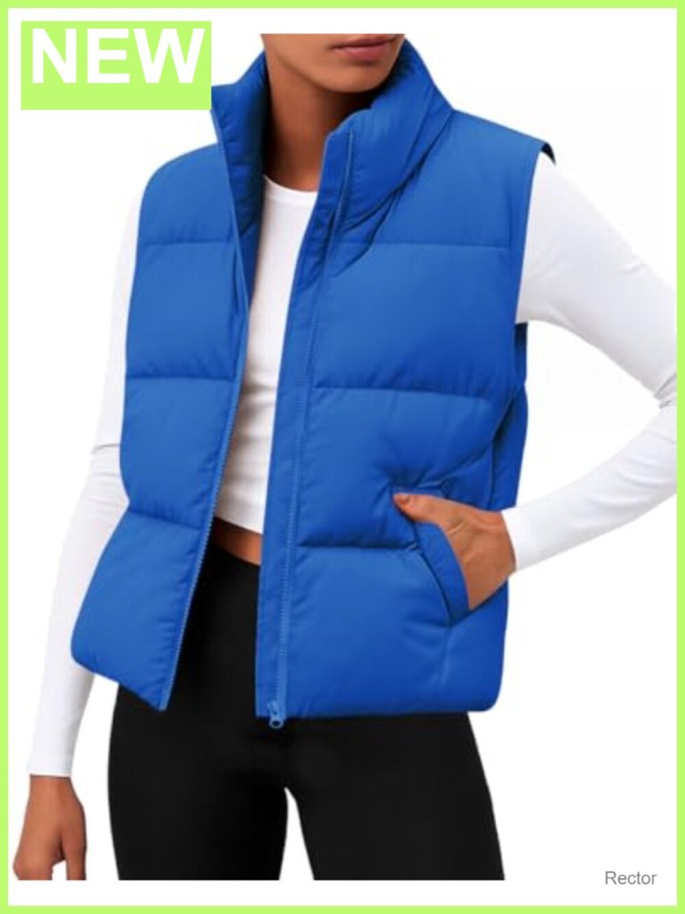 Women Puffer Vest Quilted Cropped Zip Up Stand Collar Outerwear